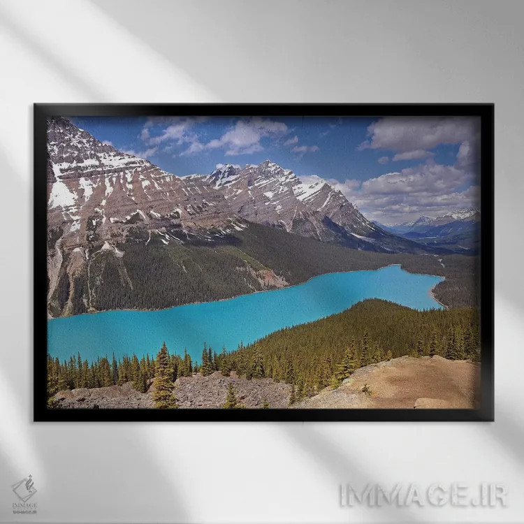 تابلو دریاچه پیوتو اثر برایان ولف - نمای قابدار مشکی