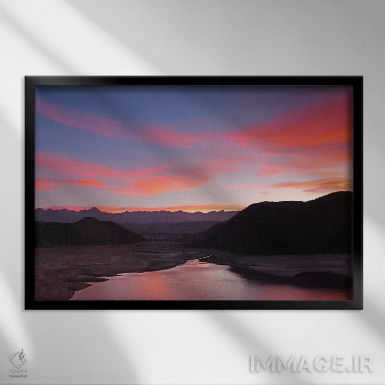 تابلو غروب کوههای سنخوان اثر برایان ولف - نمای قابدار مشکی