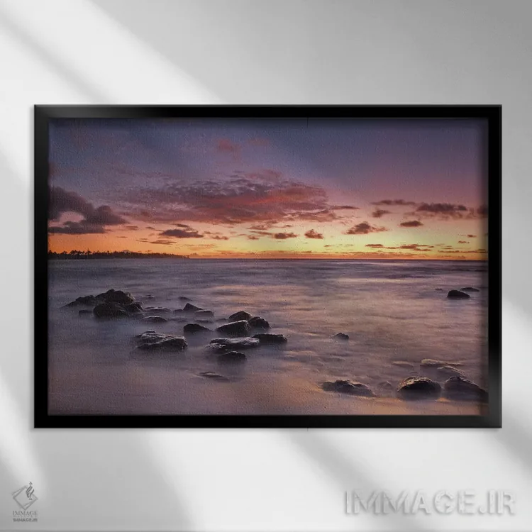 تابلو غروب برکهٔ نمکی اثر برایان ولف - نمای قابدار مشکی