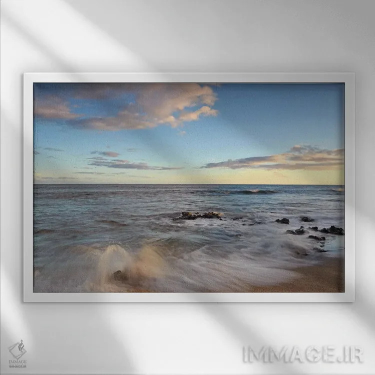 تابلو ساحل برکهٔ نمکی اثر برایان ولف - نمای قابدار سفید