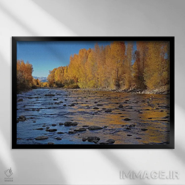 تابلو رودخانه پاییزی اثر برایان ولف - نمای قابدار مشکی