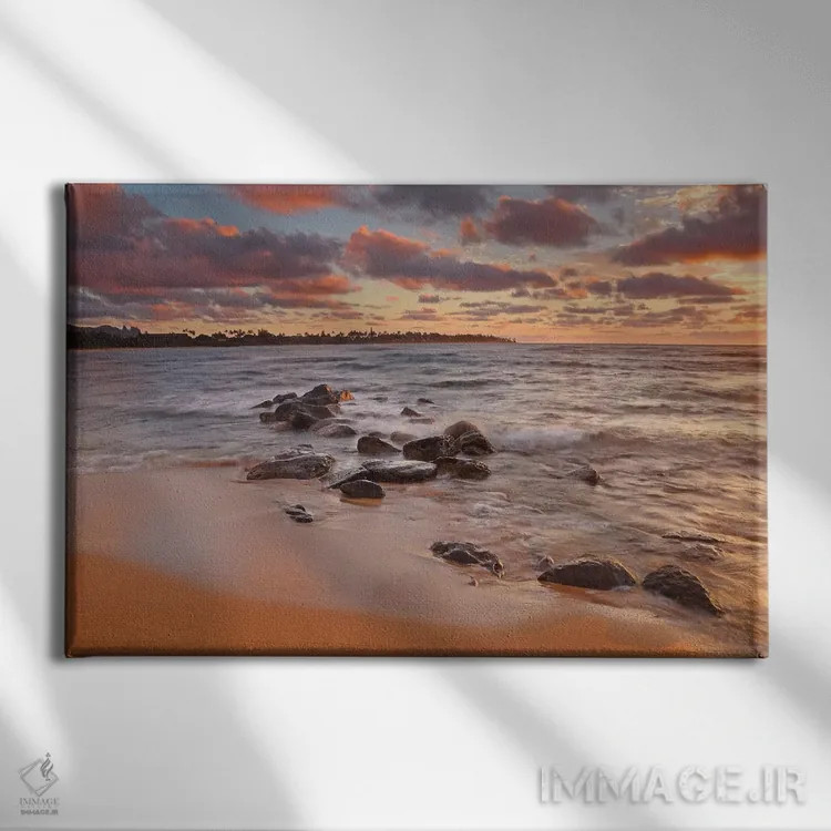 تابلو طلوع آفتاب بر کائوآی (جزیره) اثر برایان ولف - نمای روبهرو روی دیوار