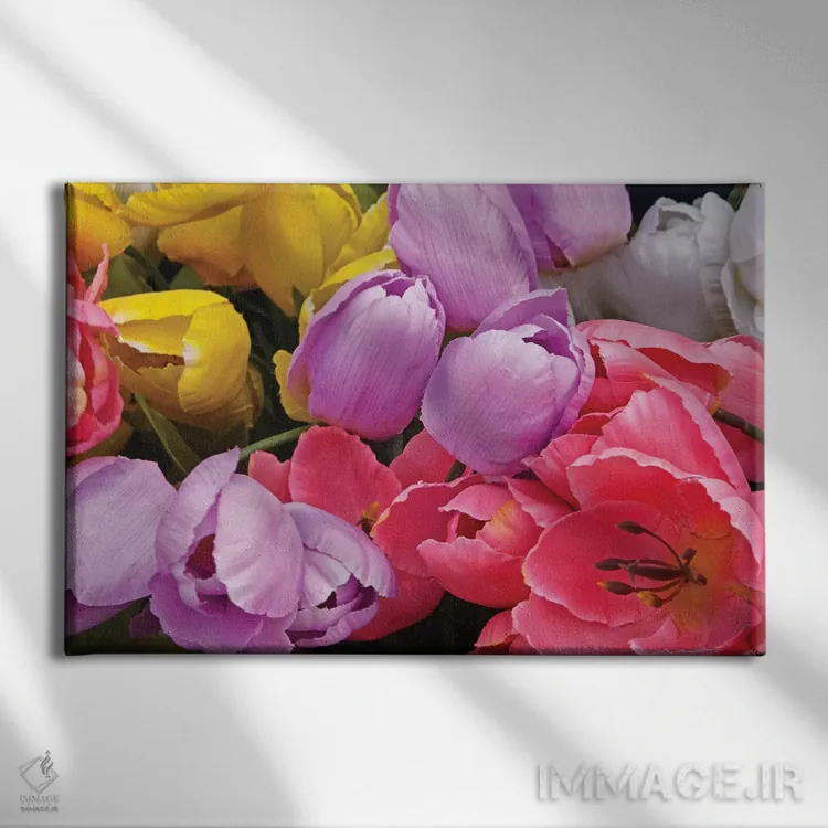 تابلو دسته گل لاله اثر برایان ولف - نمای روبهرو روی دیوار