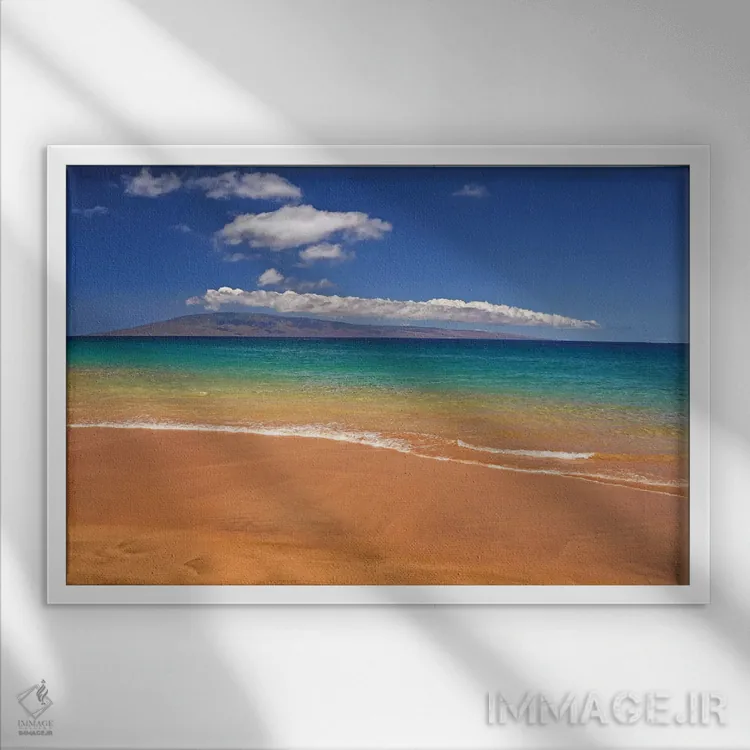 تابلو ساحل گرمسیری اثر برایان ولف - نمای قابدار سفید