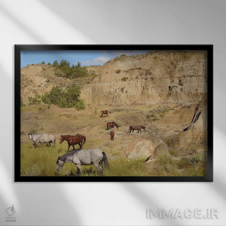 تابلو گله سرزمینهای بایر اثر برایان ولف - نمای قابدار مشکی