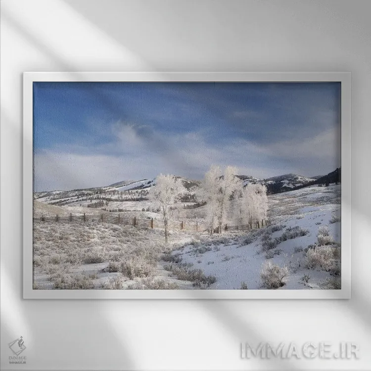 تابلو زمستان در دره لامار اثر برایان ولف - نمای قابدار سفید