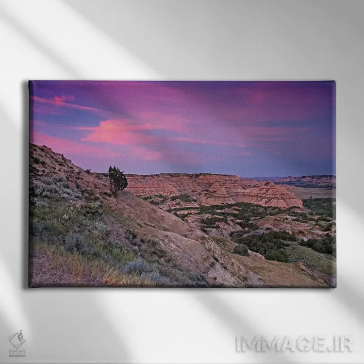 تابلو غروب سرزمینهای بایر اثر برایان ولف - نمای روبهرو روی دیوار