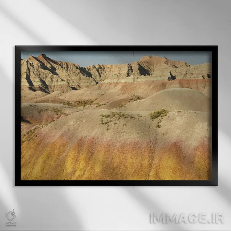 تابلو تپههای زرد پارک ملی بدلندز اثر برایان ولف - نمای قابدار مشکی