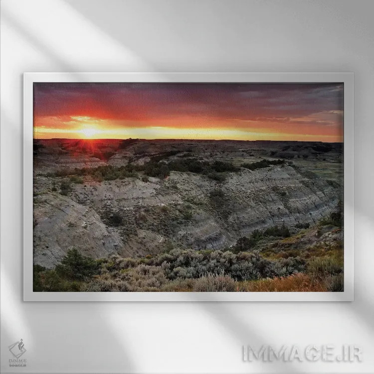 تابلو طلوع آفتاب تپه باک اثر برایان ولف - نمای قابدار سفید