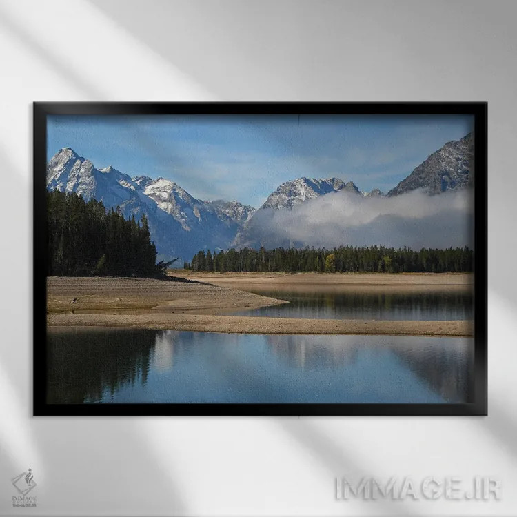 تابلو مه تیتون بزرگ و دریاچه جکسون اثر برایان ولف - نمای قابدار مشکی