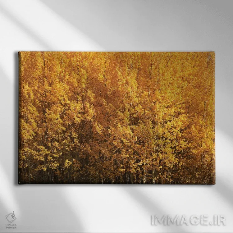 تابلو طلایی صنوبر اثر برایان ولف - نمای روبهرو روی دیوار