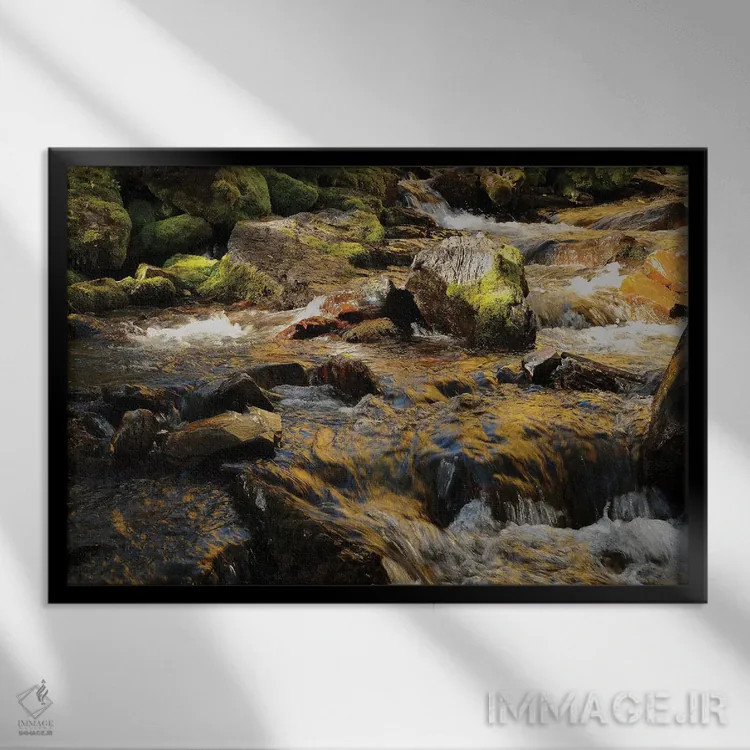 تابلو آبشارها در مارون بلز اثر برایان ولف - نمای قابدار مشکی