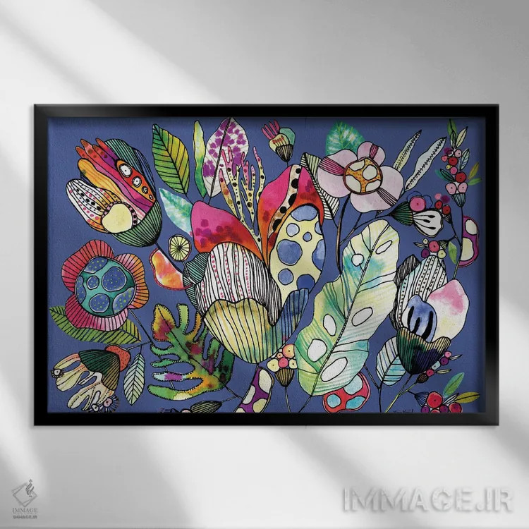 تابلو خطوط ارگانیک اثر کایِنا بلانکا - نمای قابدار مشکی