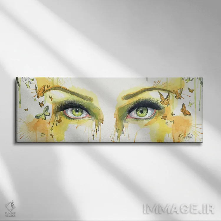 تابلو چشمهای پروانه زمردی اثر کلسی مرکِل - نمای روبهرو روی دیوار