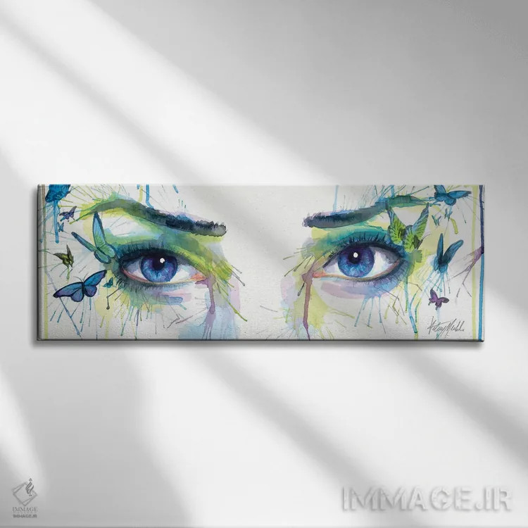 تابلو چشمهای پروانه یاقوتی اثر کلسی مرکِل - نمای روبهرو روی دیوار