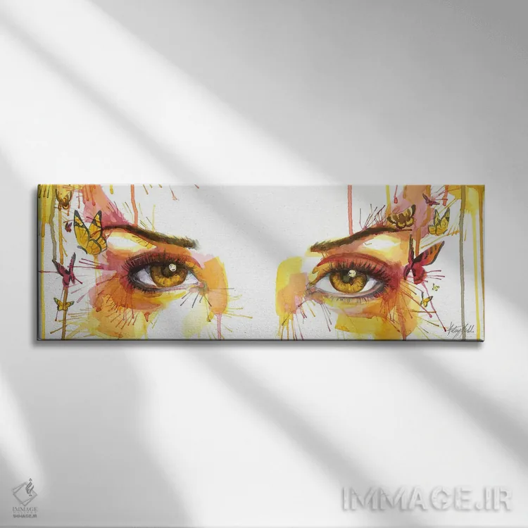 تابلو چشمهای پروانه کهربایی اثر کلسی مرکِل - نمای روبهرو روی دیوار