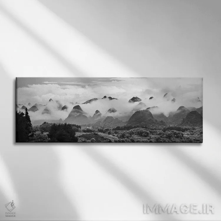 تابلو Xingping, Yangshuo, Guangxi, China,تپههای آهکی در مه، شینگپینگ، یانگشو، گوانگشی، چین اثر کرن سو - نمای روبهرو روی دیوار