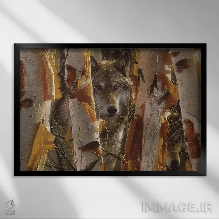 تابلو گرگ نگهبان (افقی) اثر کالین بوگل - نمای قابدار مشکی