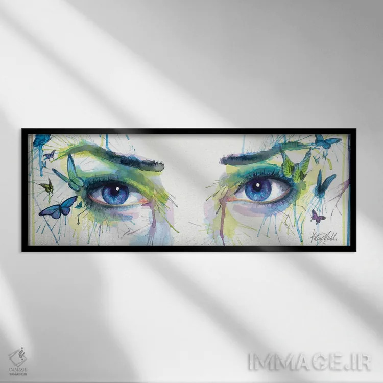 تابلو چشمهای پروانه یاقوتی اثر کلسی مرکِل - نمای قابدار مشکی