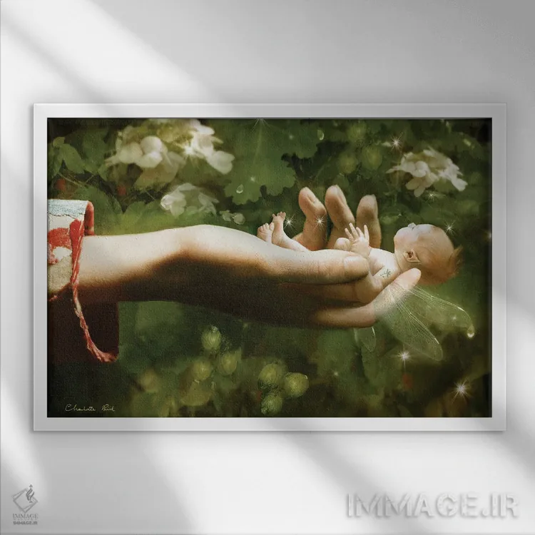 تابلو کودک سرراهی اثر شارلوت بیرد - نمای قابدار سفید