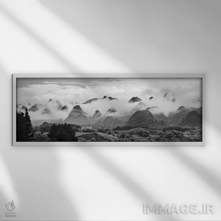 تابلو Xingping, Yangshuo, Guangxi, China,تپههای آهکی در مه، شینگپینگ، یانگشو، گوانگشی، چین اثر کرن سو - نمای قابدار سفید