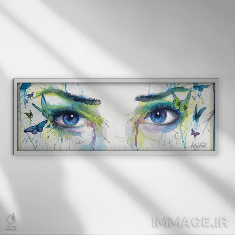 تابلو چشمهای پروانه یاقوتی اثر کلسی مرکِل - نمای قابدار سفید