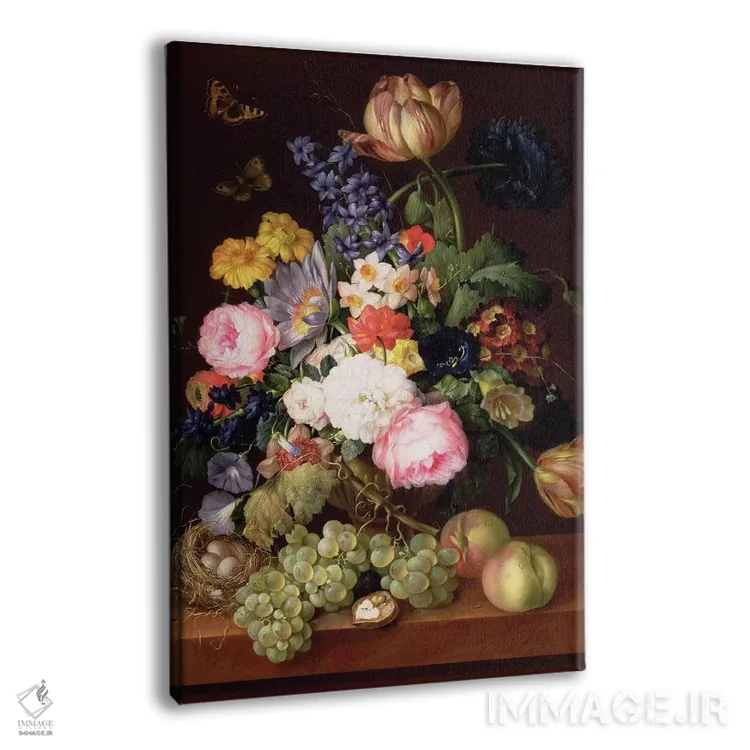 تابلو 1821,گلها و میوهها با لانهٔ پرنده روی طاقچه، ۱۸۲۱ اثر فرانتس زاویه پتر - نمای پرسپکتیو محصول