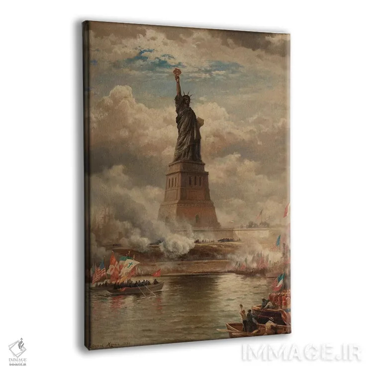 تابلو Enlightening the World, 1886,پردهبرداری از تندیس آزادی، روشنکنندهٔ جهان، ۱۸۸۶ اثر ادوارد موران - نمای پرسپکتیو محصول