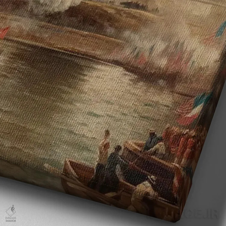 تابلو Enlightening the World, 1886,پردهبرداری از تندیس آزادی، روشنکنندهٔ جهان، ۱۸۸۶ اثر ادوارد موران - نمای نزدیک بافت بوم