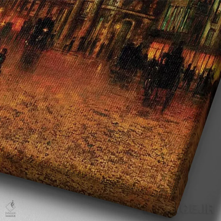 تابلو 1885,خیابان بلکمن، ۱۸۸۵ اثر جان اتکینسون گریمشا - نمای نزدیک بافت بوم