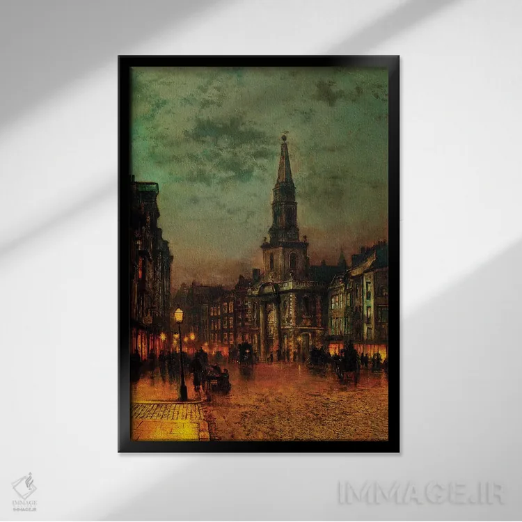 تابلو 1885,خیابان بلکمن، ۱۸۸۵ اثر جان اتکینسون گریمشا - نمای قابدار مشکی