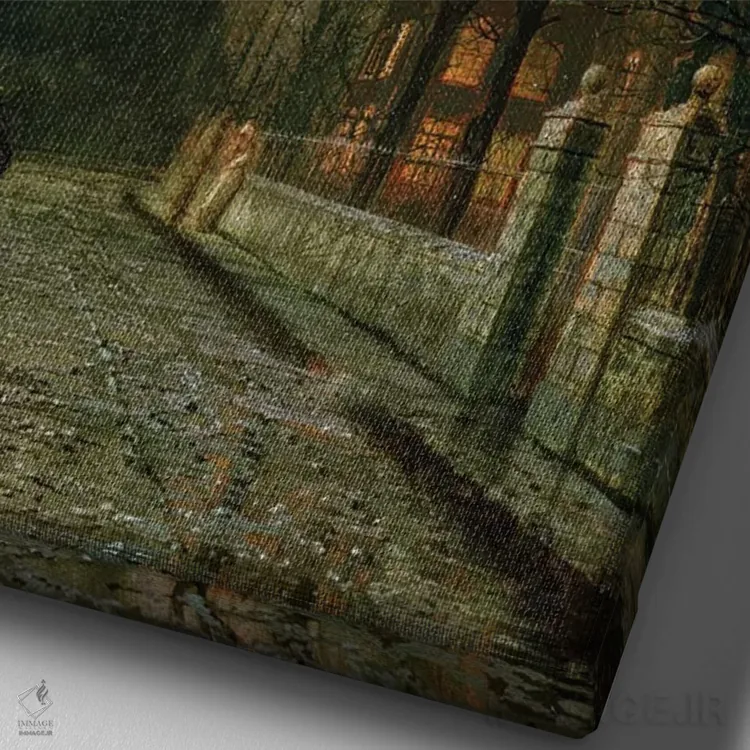 تابلو پس از باران اثر جان اتکینسون گریمشا - نمای نزدیک بافت بوم