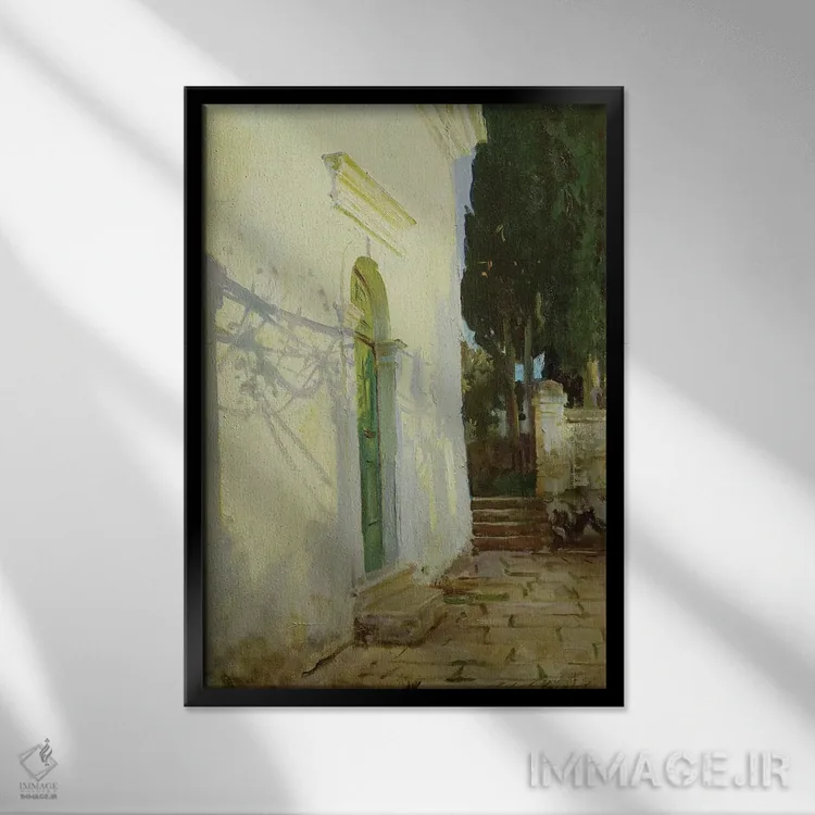 تابلو سایهها بر دیوار در کورفو اثر جان سینگر سارجنت (نقاش پرتره آمریکایی) - نمای قابدار مشکی