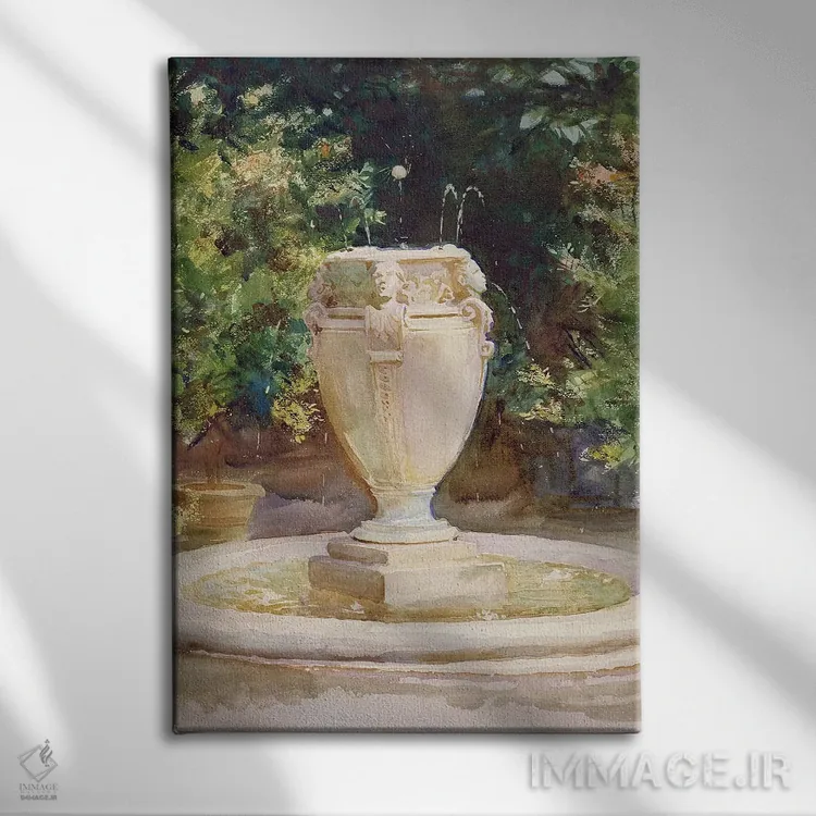 تابلو Pocantico,فواره گلدانی، پوکانتیکو اثر جان سینگر سارجنت (نقاش پرتره آمریکایی) - نمای روبهرو روی دیوار