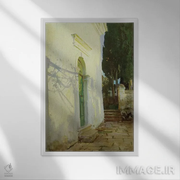 تابلو سایهها بر دیوار در کورفو اثر جان سینگر سارجنت (نقاش پرتره آمریکایی) - نمای قابدار سفید