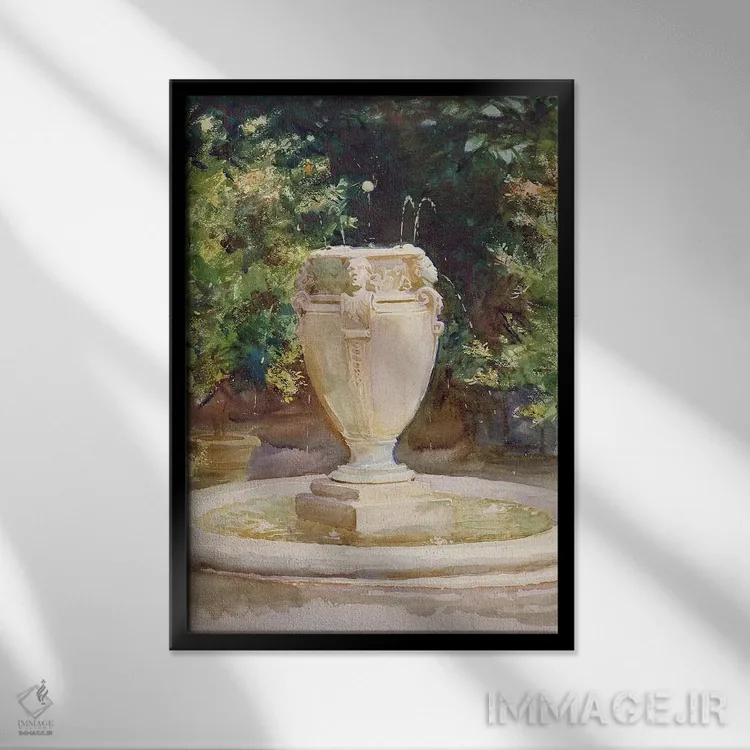 تابلو Pocantico,فواره گلدانی، پوکانتیکو اثر جان سینگر سارجنت (نقاش پرتره آمریکایی) - نمای قابدار مشکی