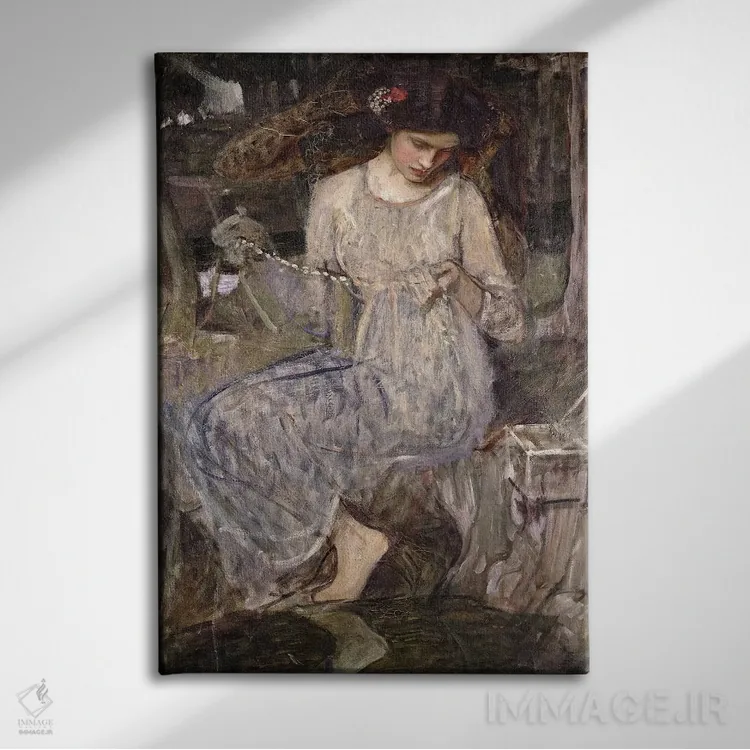 تابلو c.1909,گردنبند، حدود ۱۹۰۹ اثر جان ویلیام واترهاوس (نقاش انگلیسی سبک پره-رافائلیت) - نمای روبهرو روی دیوار
