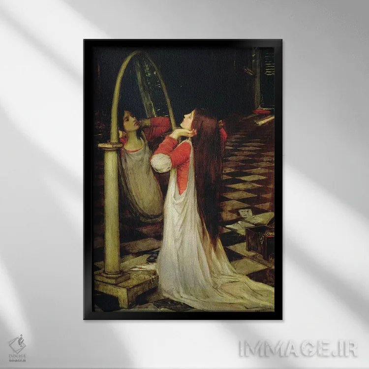 تابلو c.1897,ماریانا در جنوب، حدود ۱۸۹۷ اثر جان ویلیام واترهاوس (نقاش انگلیسی سبک پره-رافائلیت) - نمای قابدار مشکی