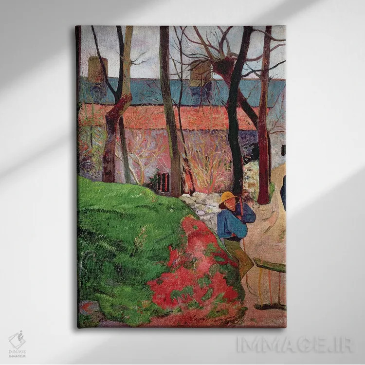 تابلو 1890,کلبهای در لو پولدو، ۱۸۹۰ اثر پل گوگن - نمای روبهرو روی دیوار