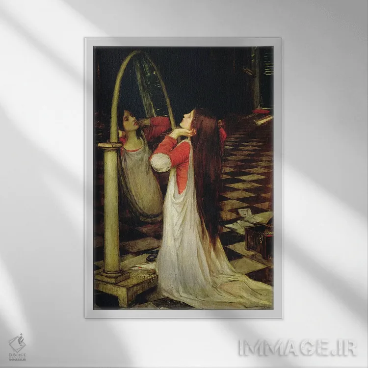 تابلو c.1897,ماریانا در جنوب، حدود ۱۸۹۷ اثر جان ویلیام واترهاوس (نقاش انگلیسی سبک پره-رافائلیت) - نمای قابدار سفید