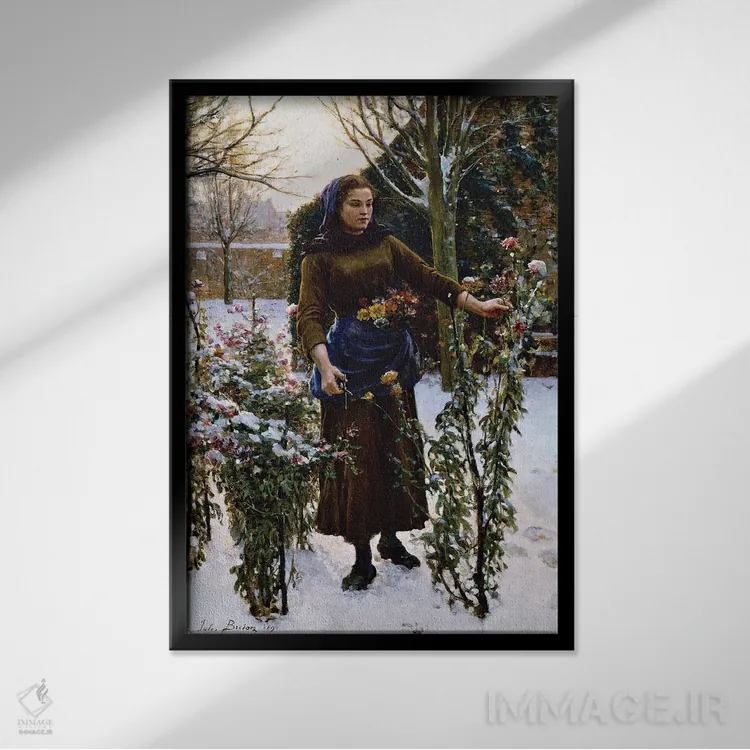 تابلو 1890,آخرین گلها، ۱۸۹۰ اثر ژول برتون - نمای قابدار مشکی