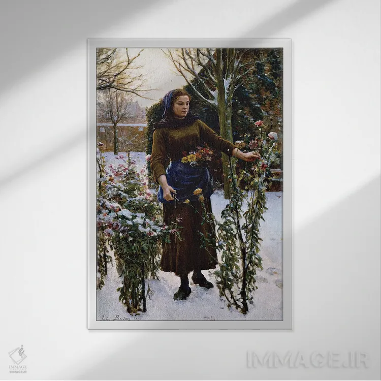 تابلو 1890,آخرین گلها، ۱۸۹۰ اثر ژول برتون - نمای قابدار سفید