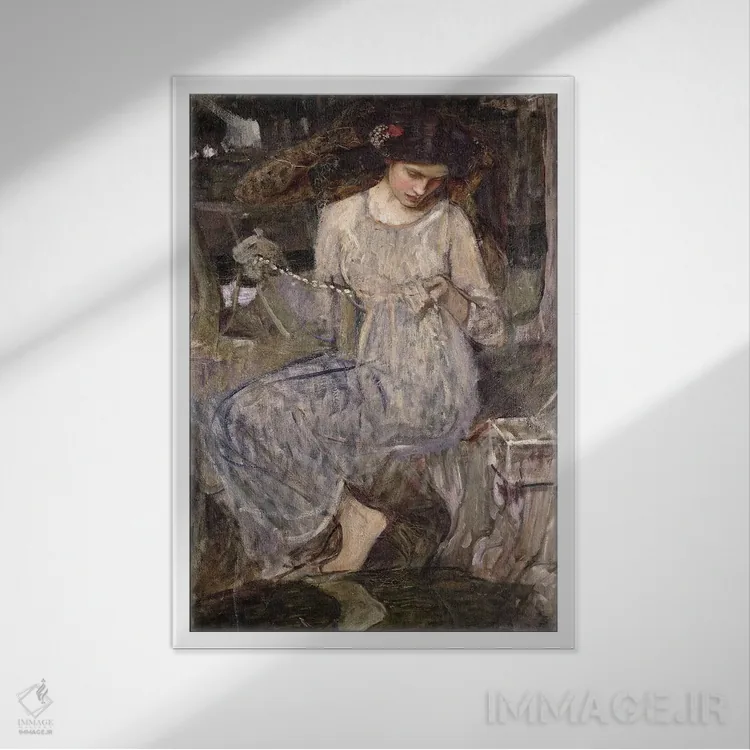 تابلو c.1909,گردنبند، حدود ۱۹۰۹ اثر جان ویلیام واترهاوس (نقاش انگلیسی سبک پره-رافائلیت) - نمای قابدار سفید