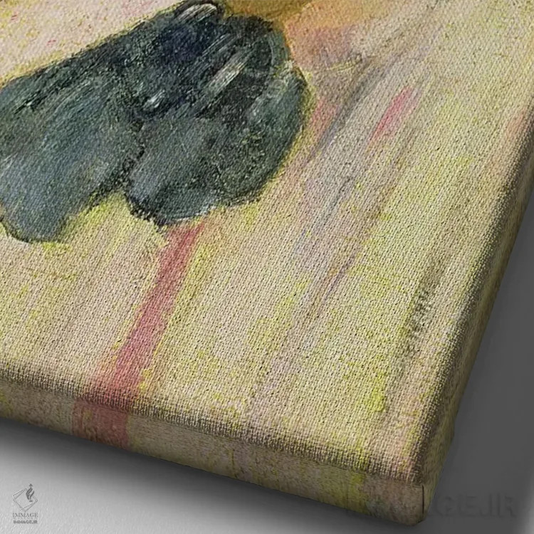 تابلو 1891,جوانی با گلی پشت گوش، ۱۸۹۱ اثر پل گوگن - نمای نزدیک بافت بوم