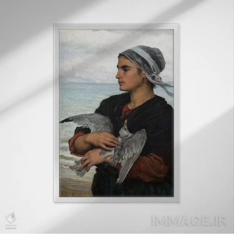 تابلو 1878,مرغ دریایی زخمی، ۱۸۷۸ اثر ژول برتون - نمای قابدار سفید