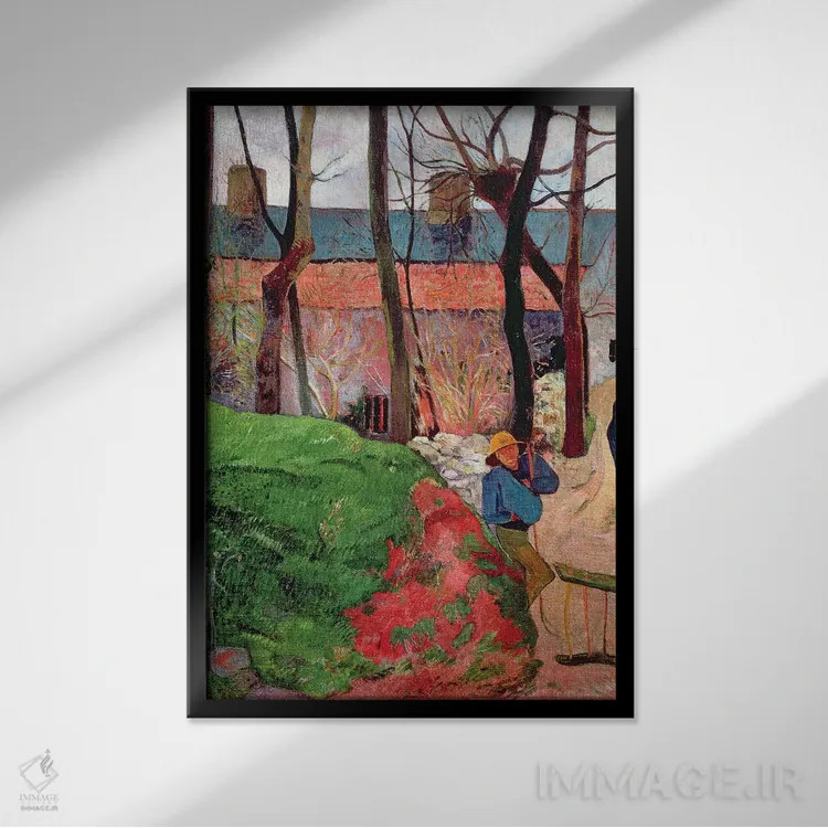 تابلو 1890,کلبهای در لو پولدو، ۱۸۹۰ اثر پل گوگن - نمای قابدار مشکی