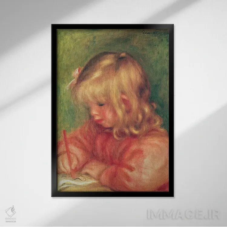 تابلو 1905,کودک در حال نقاشی، ۱۹۰۵ اثر پیر-اوگوست رنوار - نمای قابدار مشکی