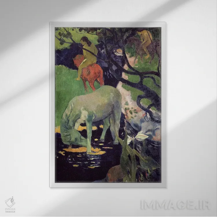 تابلو 1898,اسب سفید، ۱۸۹۸ اثر پل گوگن - نمای قابدار سفید
