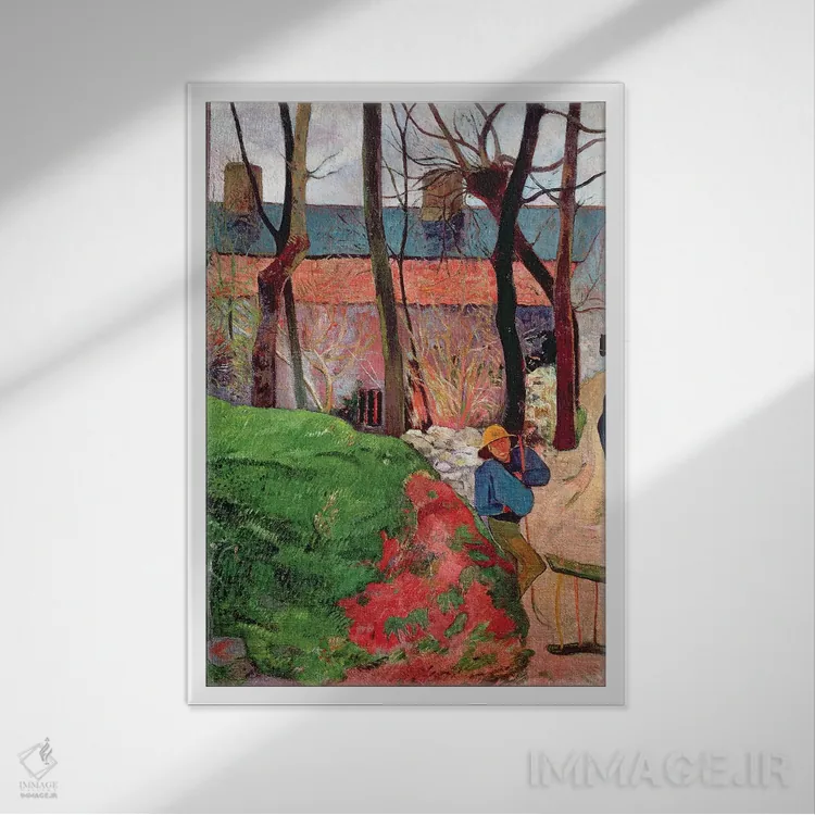 تابلو 1890,کلبهای در لو پولدو، ۱۸۹۰ اثر پل گوگن - نمای قابدار سفید