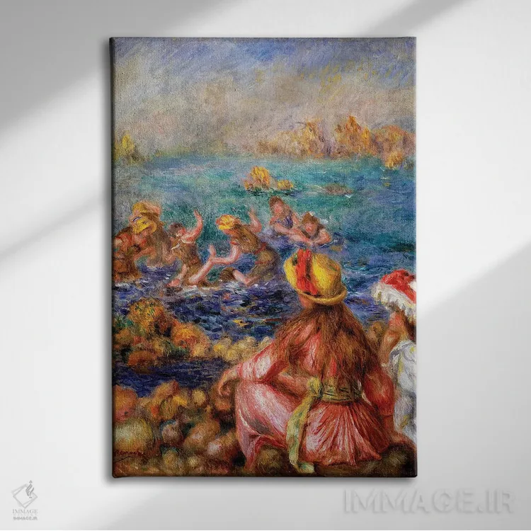 تابلو 1892,شناگران، ۱۸۹۲ اثر پیر-اوگوست رنوار - نمای روبهرو روی دیوار